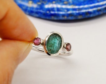 Details about / Pink Tourmaline 925 Sterling Silver Ring Natural Blue Solitaire Gemstone