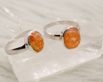 Sunstone Sterling Silver Ring, Orange Gemstone Ring, Rings For Women, Sunstone Jewelry, Birthday Gift For Her, Mothers Day Gift, Anniversary