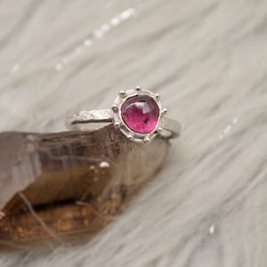 Tourmaline Sterling Silver Ring: Pink Green or Yellow, October Birthstone Jewelry, Stacking Ring