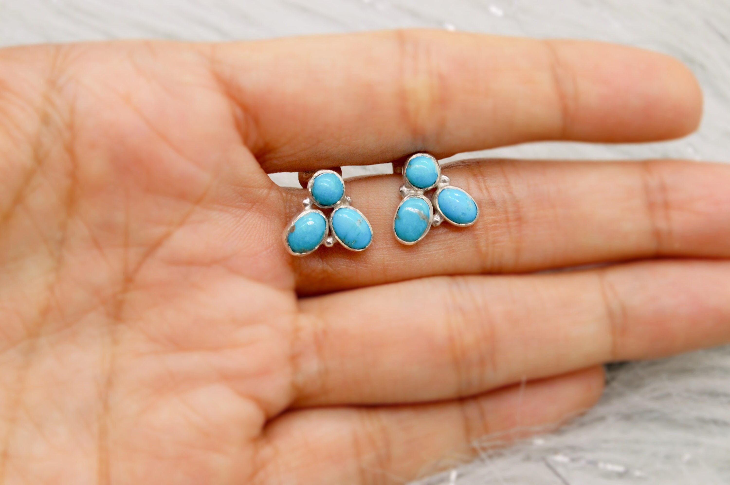 Turquoise Silver Stud Earrings Set 925 Silver Studs Etsy UK