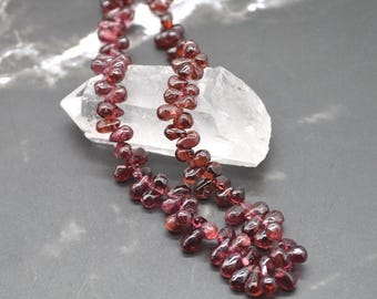Red Garnet Beaded Necklace: Sterling Silver, January Birthstone, Red Gemstone Jewelry