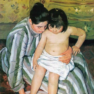 Le bain de l'enfant - Mary Cassatt - Carte de voeux