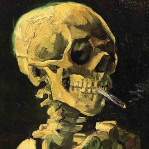 Cráneo de un esqueleto con un cigarrillo encendido - Vincent Van Gogh - Tarjeta de felicitación