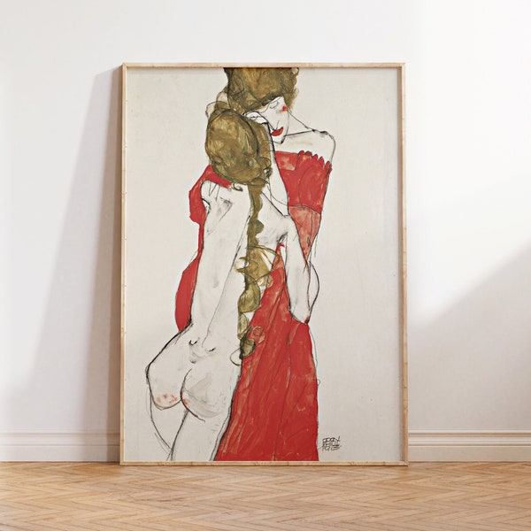 Egon Schiele, Mère et Fille, Fine Art Poster Print Wall Art