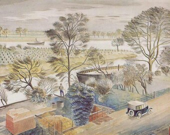 Eric Ravilious river Thames at Hammersmith Greeting Card - Etsy