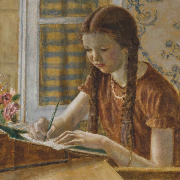 Girl at the Writing Desk - Frederick Carl Frieseke - Greetings Card