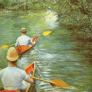 Las canoas - Gustave Caillebotte - Tarjeta de felicitación