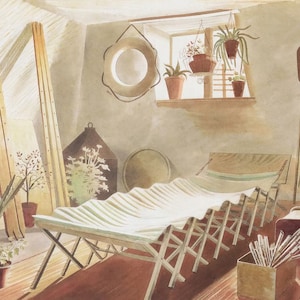 El dormitorio del ático - Eric Ravilious - Tarjeta de felicitación