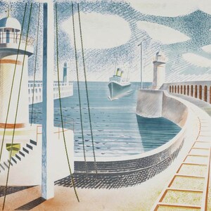 Puerto de Newhaven - Eric Ravilious - Tarjeta de felicitación