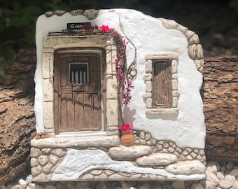 Handmade Ceramic Door "Patmos" - Greek Islands Memorabilia - Doors of Greece - Aegean Islands Inspiration - Greek Vacations Memories