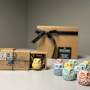 Mini ręcznie robione sowy-zestaw 4 sowy-sowa prezent mądrości-mitologia grecka prezent dla dzieci-Geschenk für Kinder-Cadeau pour Enfant