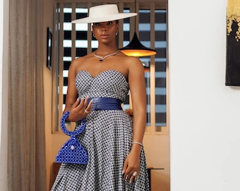 LONG DOUBLE-BREASTED DRESS BLUE ACCRA