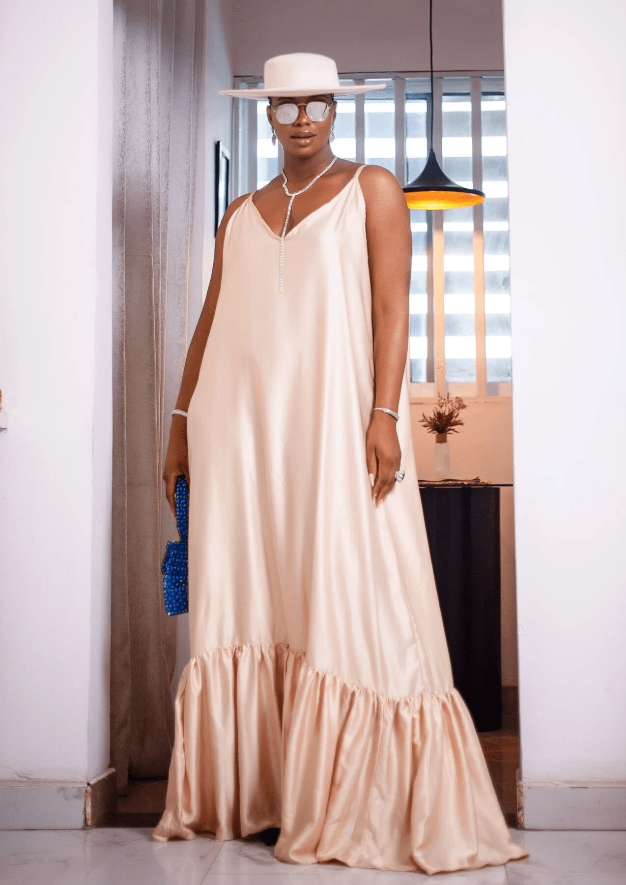 silk maxi evening dress