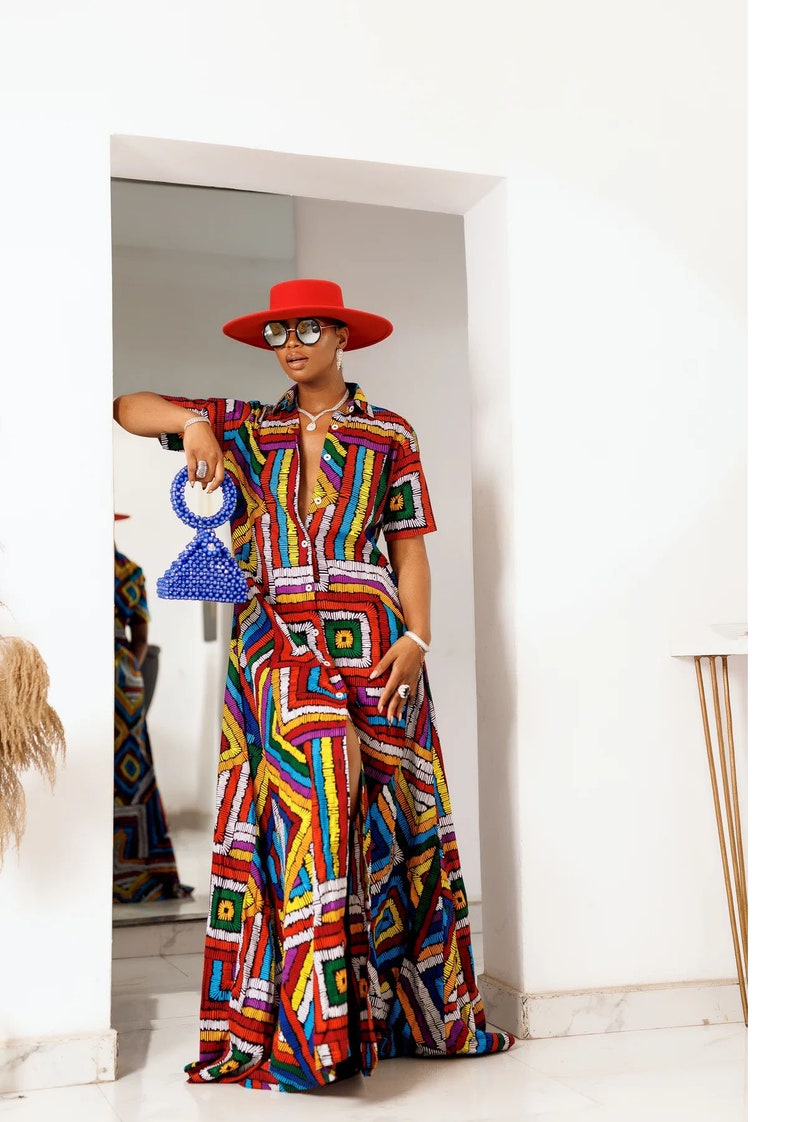 Odeluwa Kaftan Dress/ Beautiful color up print kaftan dress, African dress, Boho Kaftan dress, Caftans for women, long summer kaftan image 2