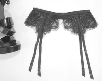 Lace Garter Belt, Black Garter Belt, Gift for Her, Plus Size Garter,  Lingerie Garter, Sheer Garter Belt, Black Suspender, BDSM Lingerie -   Israel