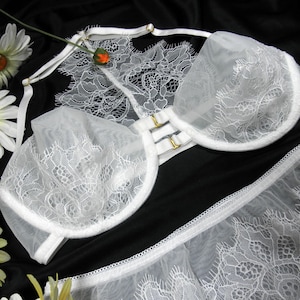 White lace bra with front closure
