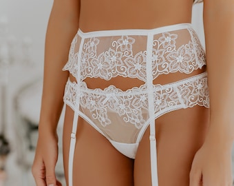 White lace garter belt