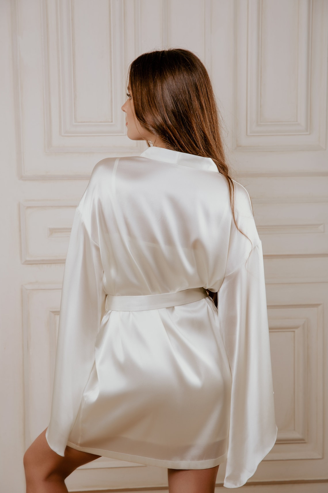 White Natural Silk Robe Pure Silk Kimono Satin Robes Women Etsy