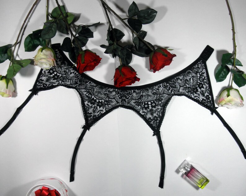 Black garter belt lace garter belt black garter lace Etsy