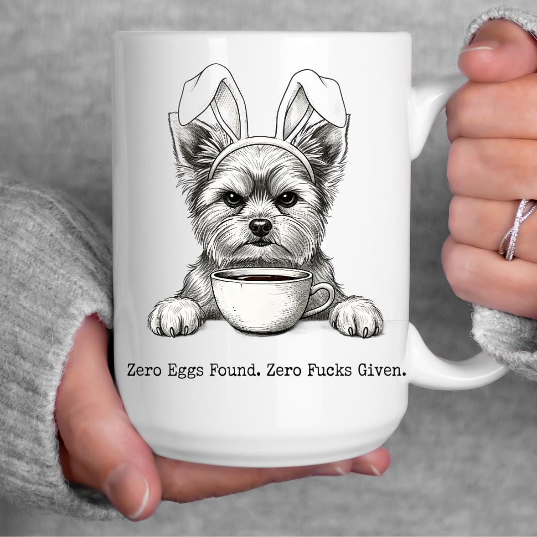 Funny Easter Yorkie SVG PNG Grumpy Dog Bunny Ears Zero Eggs Sarcastic ...