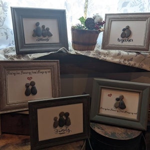 Pebble Family Couples Pets Art Framed