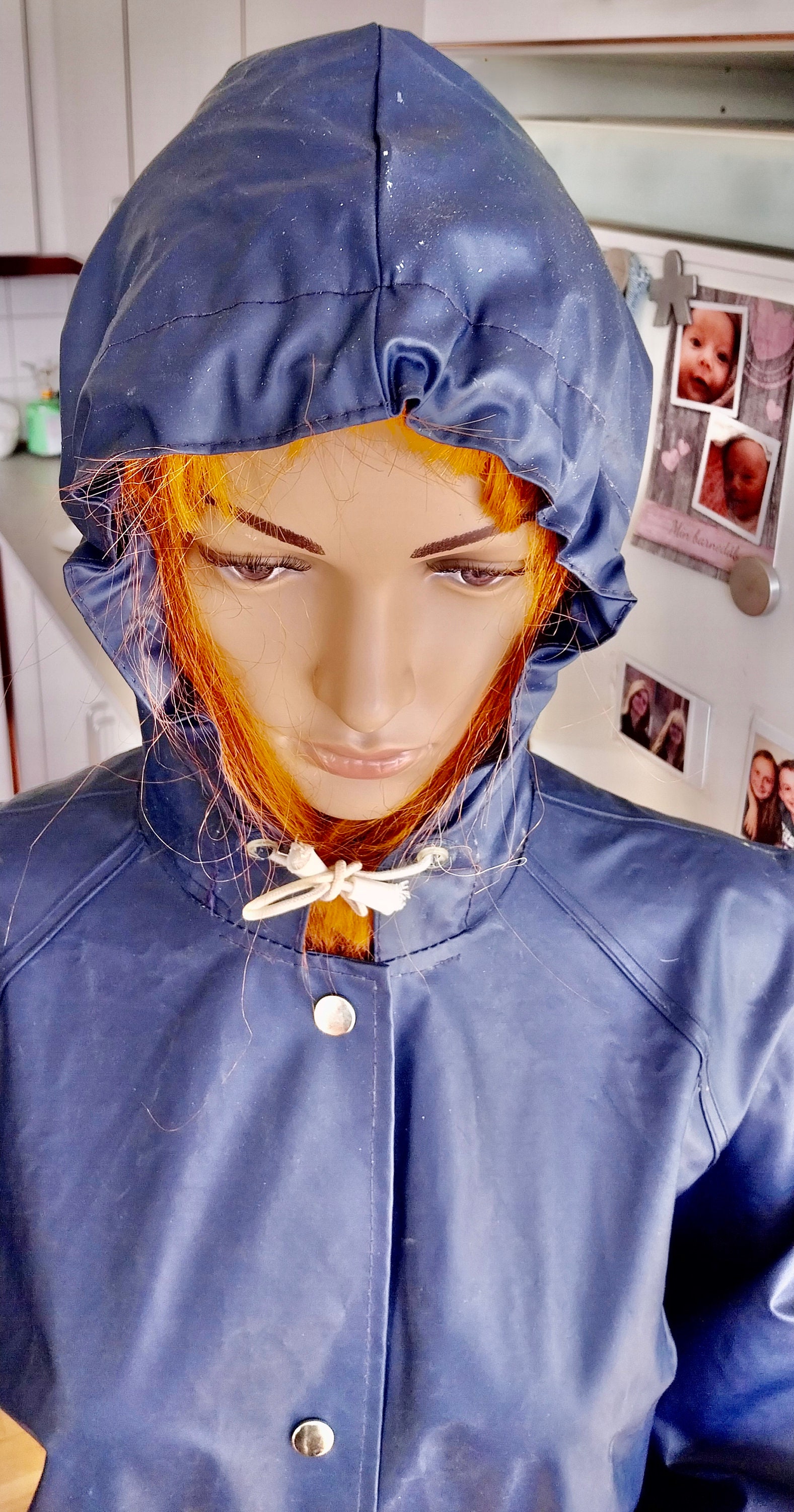 Retro Vintage Blue Pvc. Børmax of Denmark Raincoat Rainjacket Raincape
