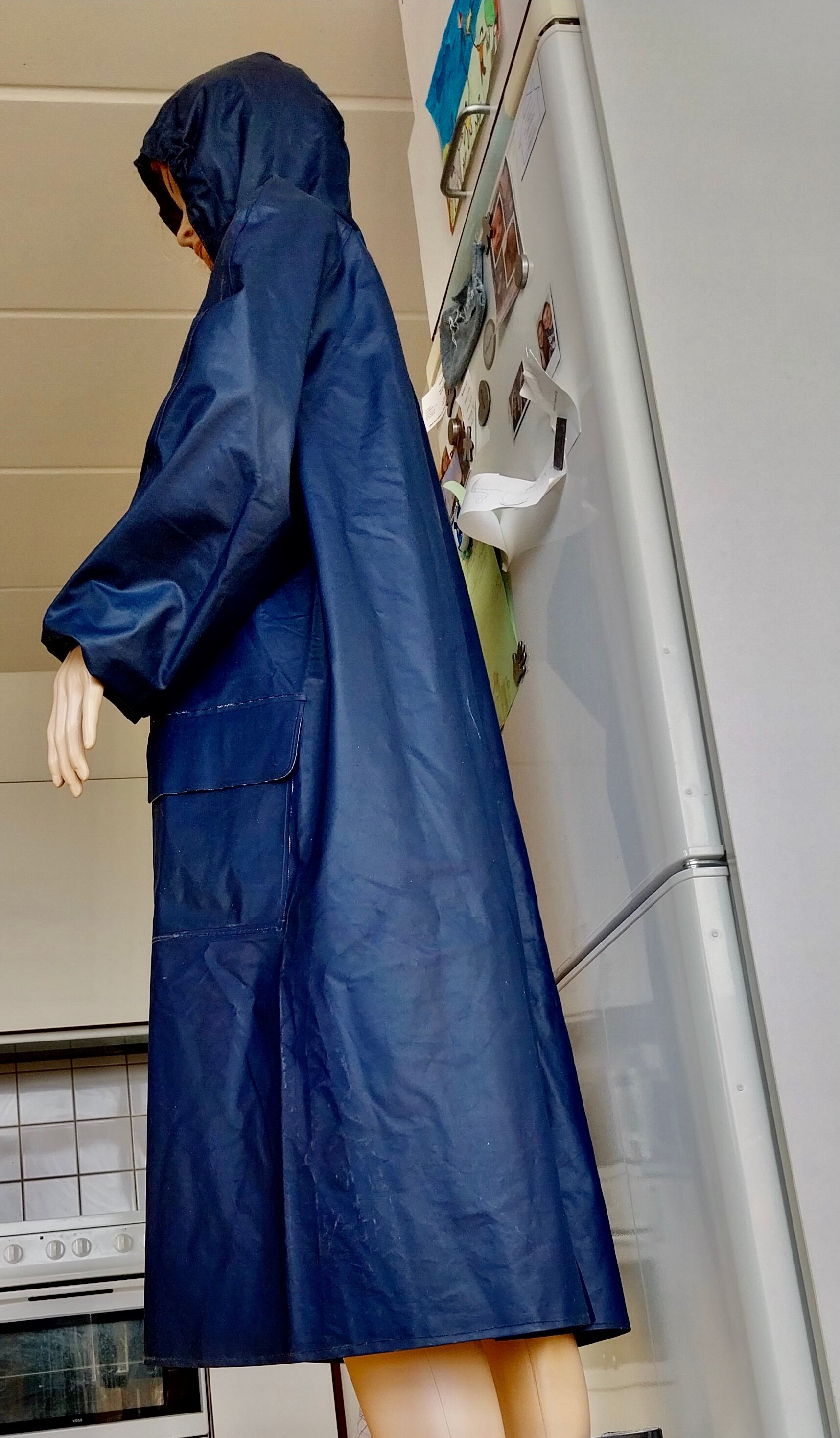 Retro Vintage Blue Pvc. Børmax of Denmark Raincoat Rainjacket Raincape