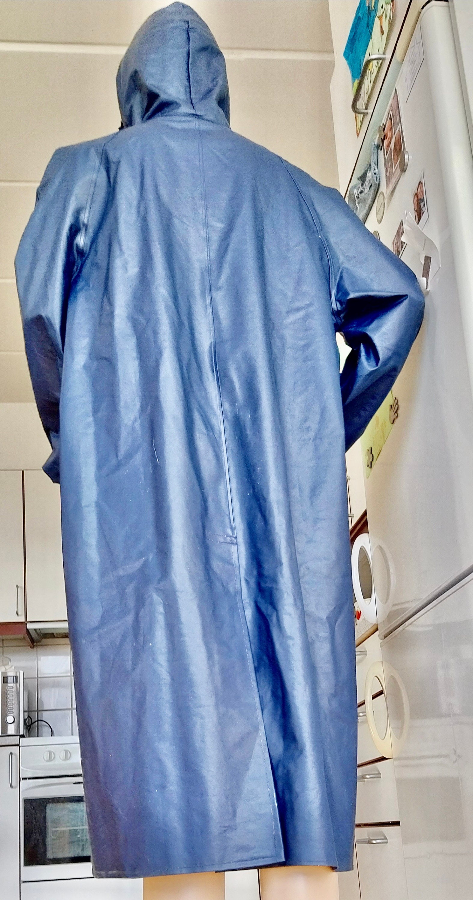 Retro Vintage Blue Pvc. Børmax of Denmark Raincoat Rainjacket Raincape