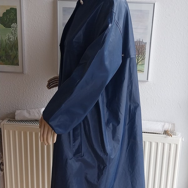 Grundens Pvc. Vinyl Blue Retro Vintage Raincoat Rainjacket Rubber Coat Latex Catsuit