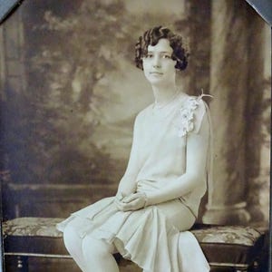 100 Year Old Antique Collectable Photograph 1920s Portrait Of  Young Lady Named Ethel One of three Sisiters