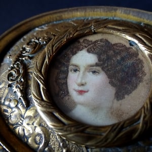 Belle Époque 19th Century French Ormolu Miniature Portrait Trinket Box  Antique Jewellery Box