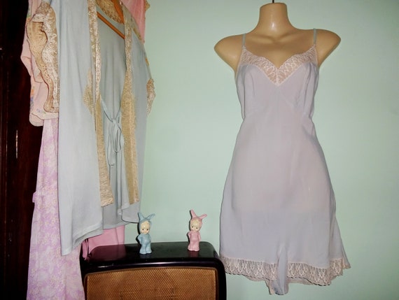 Vintage 1930s 1940s Lingerie Pale Blue Camiknicker