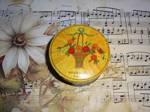 Antique  Art Deco Houbigant French Powder Box 1920s 1930s 1940s Vintage Boudoir Display  Collectable Powder Compact View 4