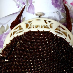 Antique Art Deco 1920s 1930s Beaded Evening Purse With Celluloid Elephant Frame