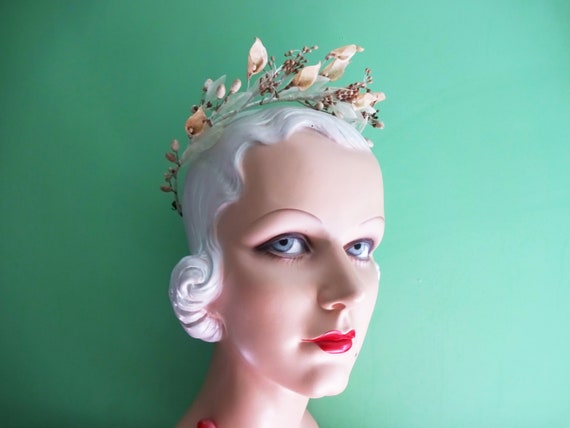 Antique Wax Flower Wedding Tiara Headdress 1920s - image 2