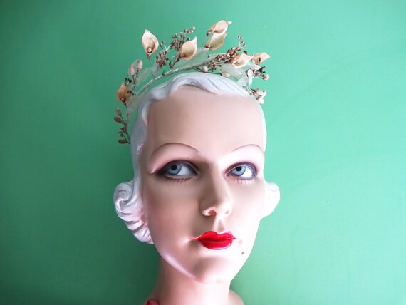 Antique Wax Flower Wedding Tiara Headdress 1920s - image 3