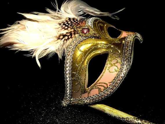 Pink & Gold Genuine Venetian Mask From Murano Mas