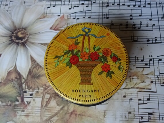 Antique  Art Deco Houbigant French Powder Box 1920s 1930s 1940s Vintage Boudoir Display  Collectable Powder Compact View 3