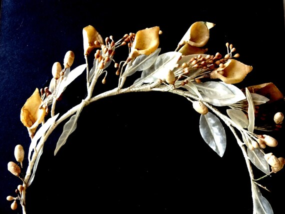 Antique Wax Flower Wedding Tiara Headdress 1920s - image 1