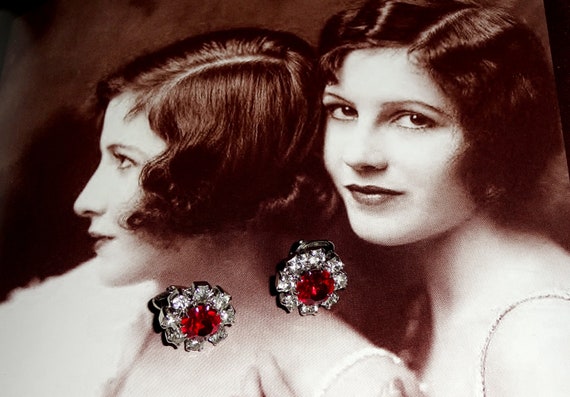 Antique Clip On Earrings Art Deco Vintage 1930s P… - image 3