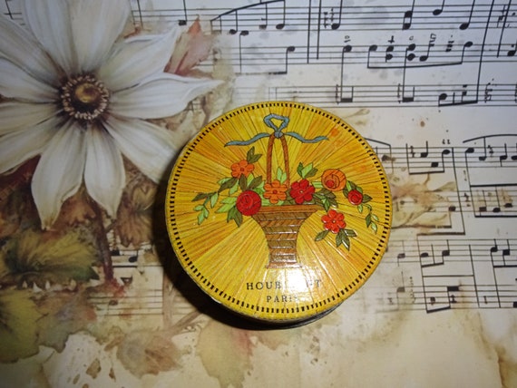 Antique  Art Deco Houbigant French Powder Box 1920s 1930s 1940s Vintage Boudoir Display  Collectable Powder Compact View 2