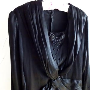 Original Antique 1920s Black Silk Beaded Dress Amazing Details