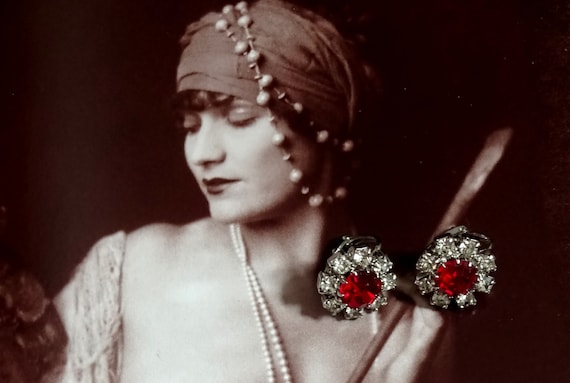 Antique Clip On Earrings Art Deco Vintage 1930s P… - image 6