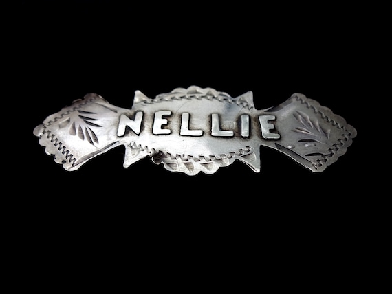 Antique  Edwardian  Sterling Silver Name Brooch H… - image 1