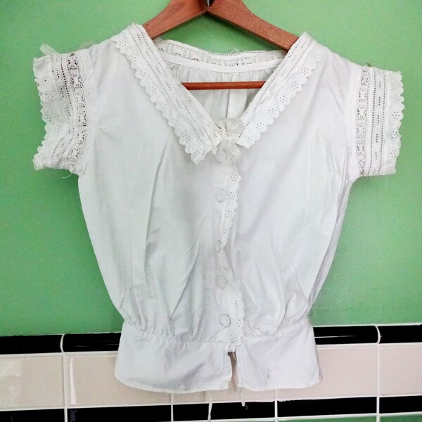 Antique Victorian Edwardian Camisole Corset Cover Bodice Whitework  1900s Lingerie Blouse Top Boudoir Display Downton Abbey Peaky Blinders