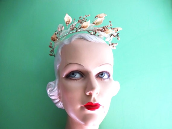 Antique Wax Flower Wedding Tiara Headdress 1920s - image 5