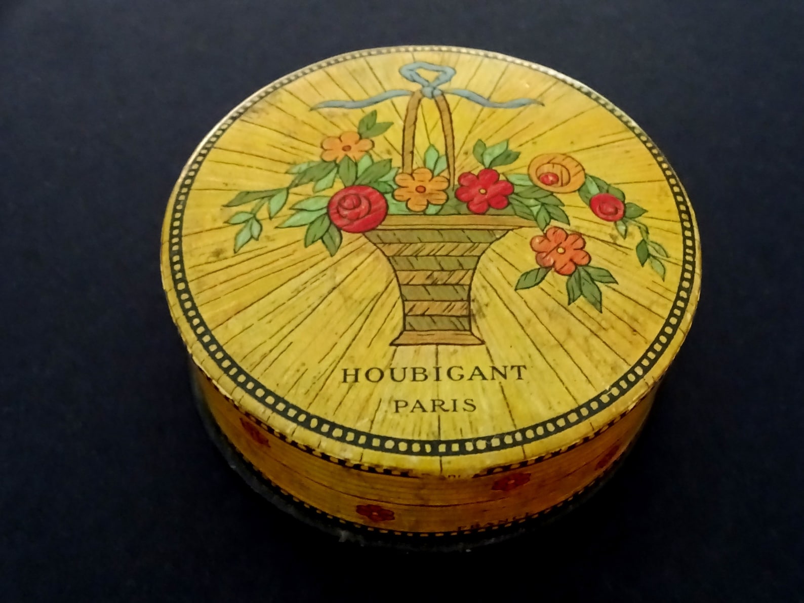 Antique Art Deco Houbigant French Powder Box 1920s 1930s 1940s Vintage