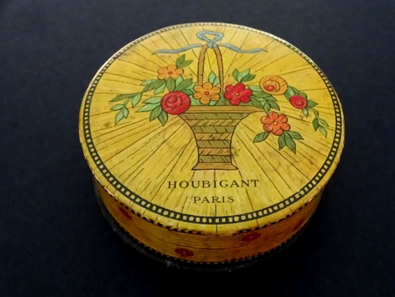Antique Art Deco Houbigant French Powder Box 1920s 1930s 1940s Vintage Boudoir Display Collectable Powder Compact InterestTV FIlm Prop