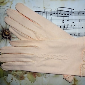 Vintage 1940s Peach  Cotton Gloves 7 - 7.5