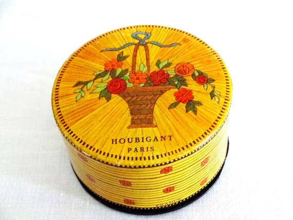 Antique  Art Deco Houbigant French Powder Box 1920s 1930s 1940s Vintage Boudoir Display  Collectable Powder Compact View 6